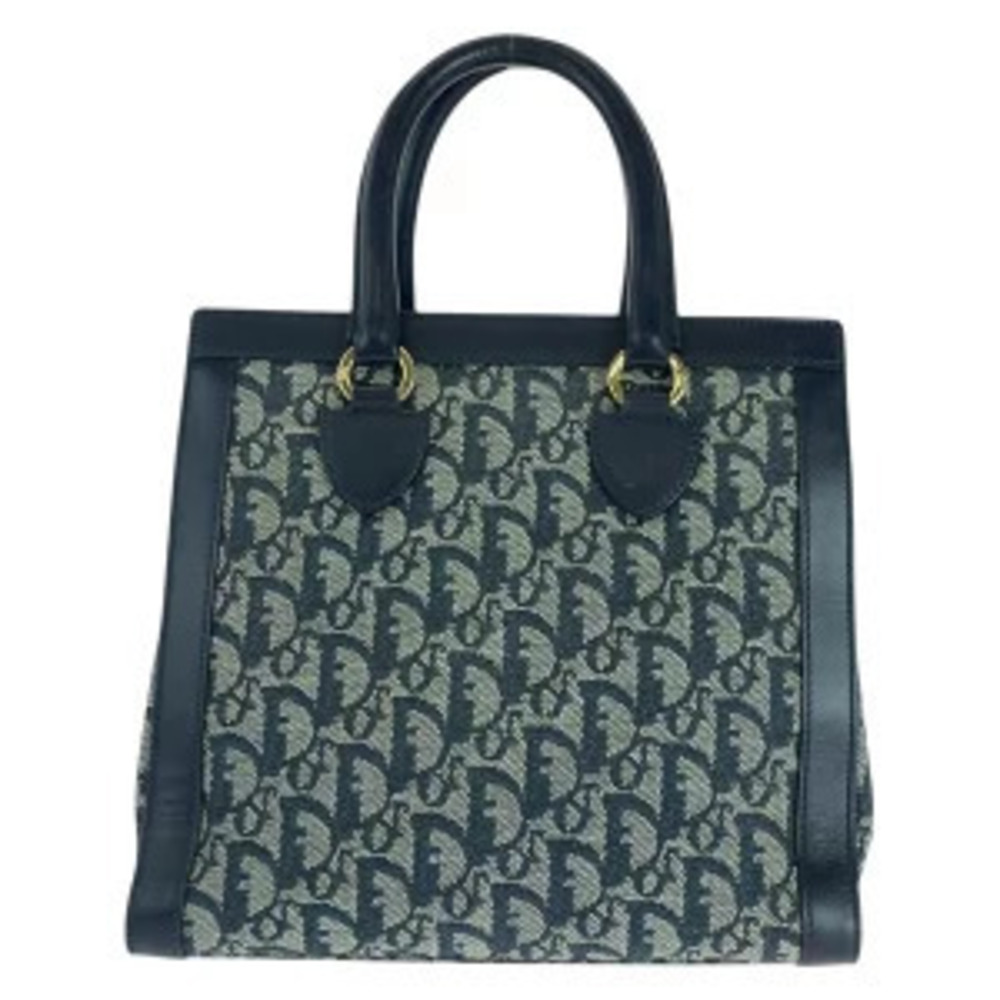 Dior bag Blue Trotter Christian canvas tote Navy Handbag leather Blue